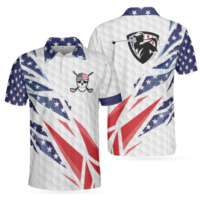 Golf Texture Swing Short Sleeve Golf Polo Shirt, Fierce American Flag Polo Shirt, Patriotic Golf Shirt For Men - Hyperfavor