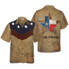 Brown Vintage Floral Damask Pattern Texas Hawaiian Shirt, The Lone Star State Texas Home Shirt, Proud Texas Flag Shirt For Men - Hyperfavor
