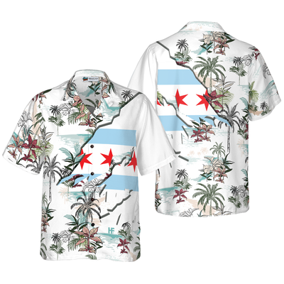 Navy Chicago Hawaiian Shirt - Hyperfavor