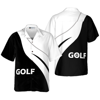 Golf VT Black And White Hawaiian Shirt - Hyperfavor