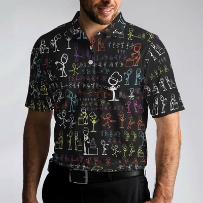 Stickfigures Chef Short Sleeve Polo Shirt, Doodling Cooking Polo Shirt, Best Chef Shirt For Men - Hyperfavor