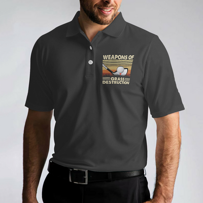 Weapons Of Grass Destruction Short Sleeve Polo Shirt, Vintage Chess Graphic Black Polo Shirt, Best Golf Shirt For Men - Hyperfavor
