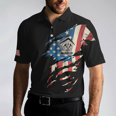 Roofer My Craft Allows Me To Build Anything Polo Shirt, Skull Ripped American Flag Roofer Shirt For Men - Hyperfavor