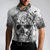 Skull Crow Black And White Short Sleeve Polo Shirt, Dark Forrest Skull Crow Shirt For Men - Hyperfavor