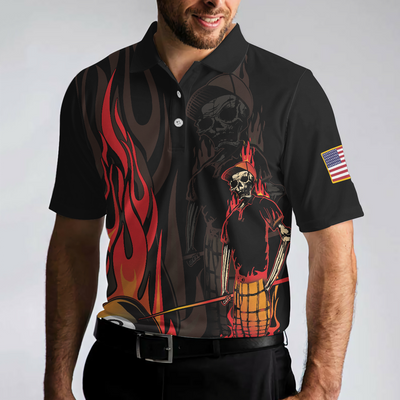 Mr Bones 8 Ball American Flag Billiards Skull Short Sleeve Polo Shirt, Cool Skeleton Billiards Shirt For Men - Hyperfavor