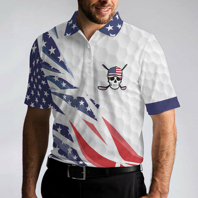 Golf Texture Swing Short Sleeve Golf Polo Shirt, Fierce American Flag Polo Shirt, Patriotic Golf Shirt For Men - Hyperfavor