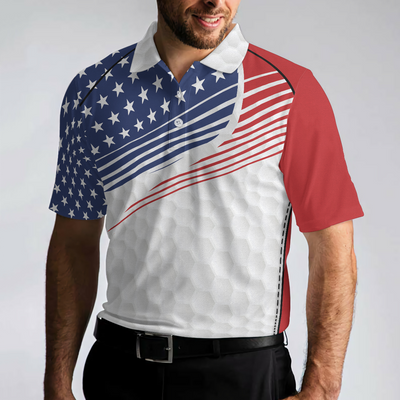 Golf Skull Wear Hat Short Sleeve USA Golf Polo Shirt, American Flag Polo Shirt, Patriotic Golf Shirt For Men - Hyperfavor
