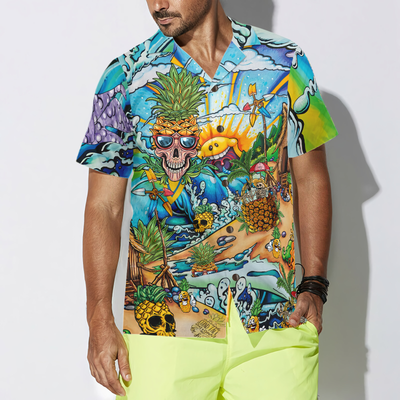 Pineapple Skull Beach Hawaiian Shirt - Hyperfavor