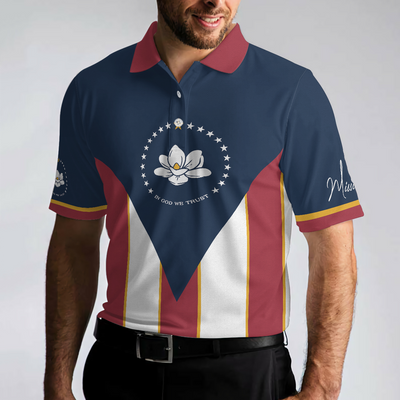Mississippi State Flag Short Sleeve Polo Shirt, Mississippi Magnolia Flower Polo Shirt For Men - Hyperfavor