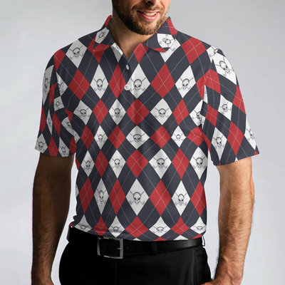 Golf Argyle Skull Short Sleeve Polo Shirt For Golf, Skull Golf Shirt For Men, Best Gift For Golfers - Hyperfavor