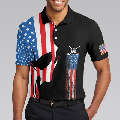 Skull Golf With American Flag Polo Shirt, Never Underate An Old Man Golfer Polo Shirt, Best Golf Shirt For Men - Hyperfavor