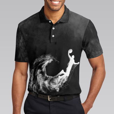 Basketball On Smoke Black Theme Polo Shirt, Smoke Basketball Dunk Player Polo Shirt, Best Baseball Shirt For Men - Hyperfavor
