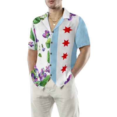 Chicago Flag Viola sororia Hawaiian Shirt - Hyperfavor