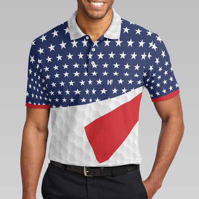 American Flag Golf Texture Short Sleeve Golf Polo Shirt, Golfaholic Polo Shirt, Patriotic Golf Shirt For Men - Hyperfavor