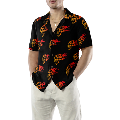Flaming Angry Skull Hawaiian Shirt - Hyperfavor