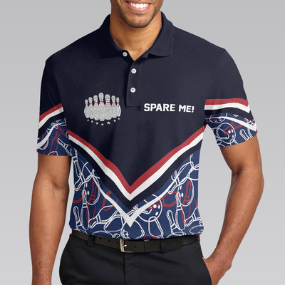 Spare Me Bowling Short Sleeve Polo Shirt, Bowling Ball And Pin Pattern Polo Shirt, Best Bowling Shirt For Men - Hyperfavor