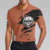 American Football Texture Short Sleeve Polo Shirt, Skull Football Player Polo Shirt, Best Football Shirt For Men - Hyperfavor