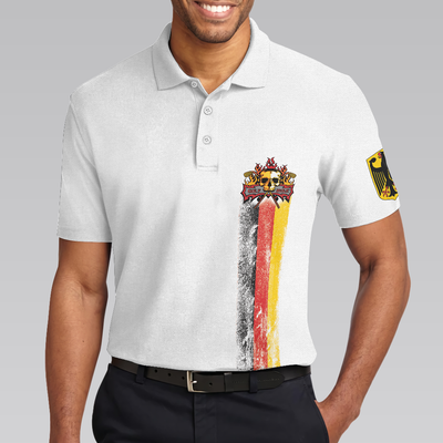 Golf Skull German Flag Short Sleeve Polo Shirt, Black Wet Paint Skull Polo Shirt, Germany Golf Shirt For Men - Hyperfavor