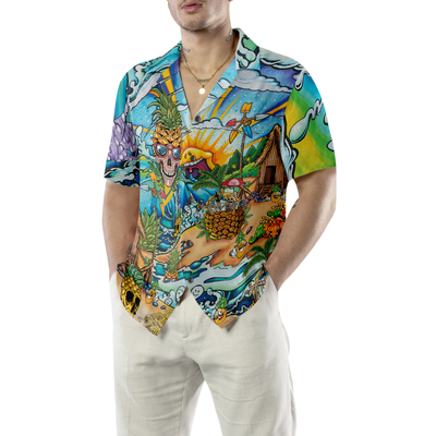 Pineapple Skull Beach Hawaiian Shirt - Hyperfavor