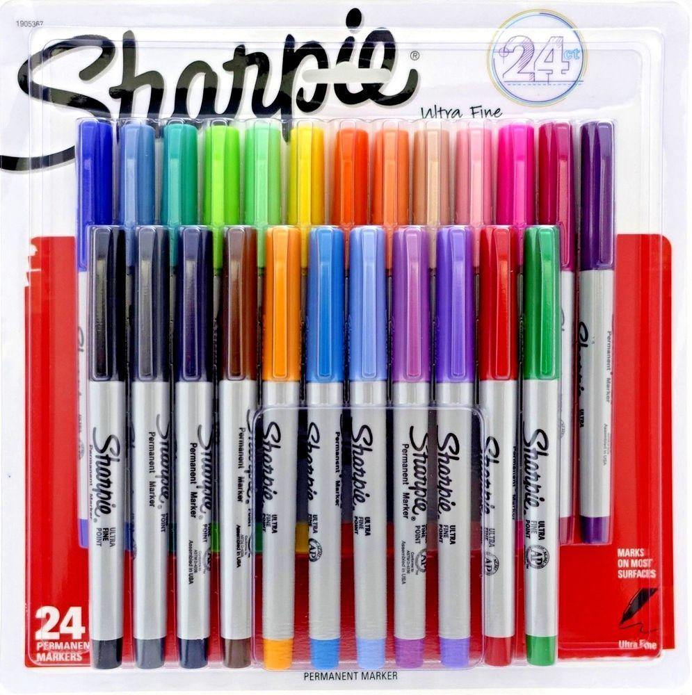 SHARPIE Color Burst Permanent Markers, Ultra Fine Point, Assorted Colors,  24 Count