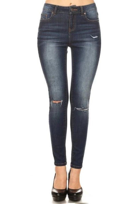 Super Soft Mid Rise Ankle Skinny Jeans - Dark