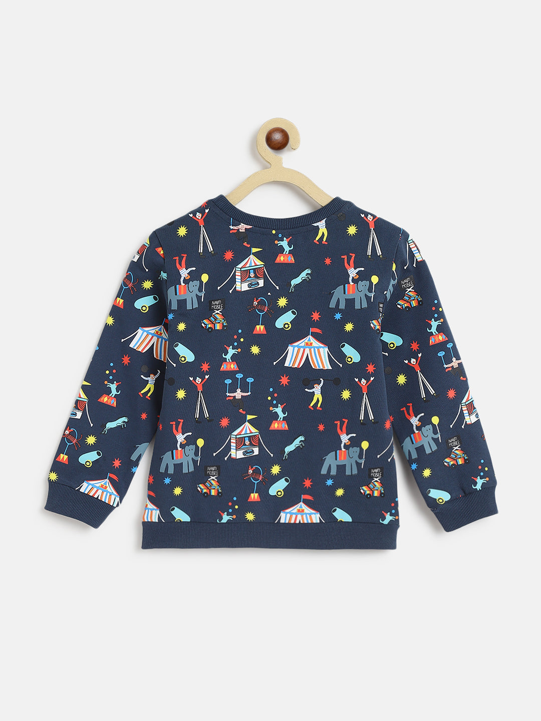 Nautinati Boys Navy Blue Printed Pure Cotton Sweatshirt