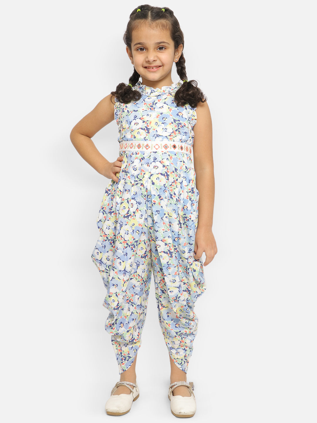 Nautinati Girls Printed Dhoti Basic Jumpsuit