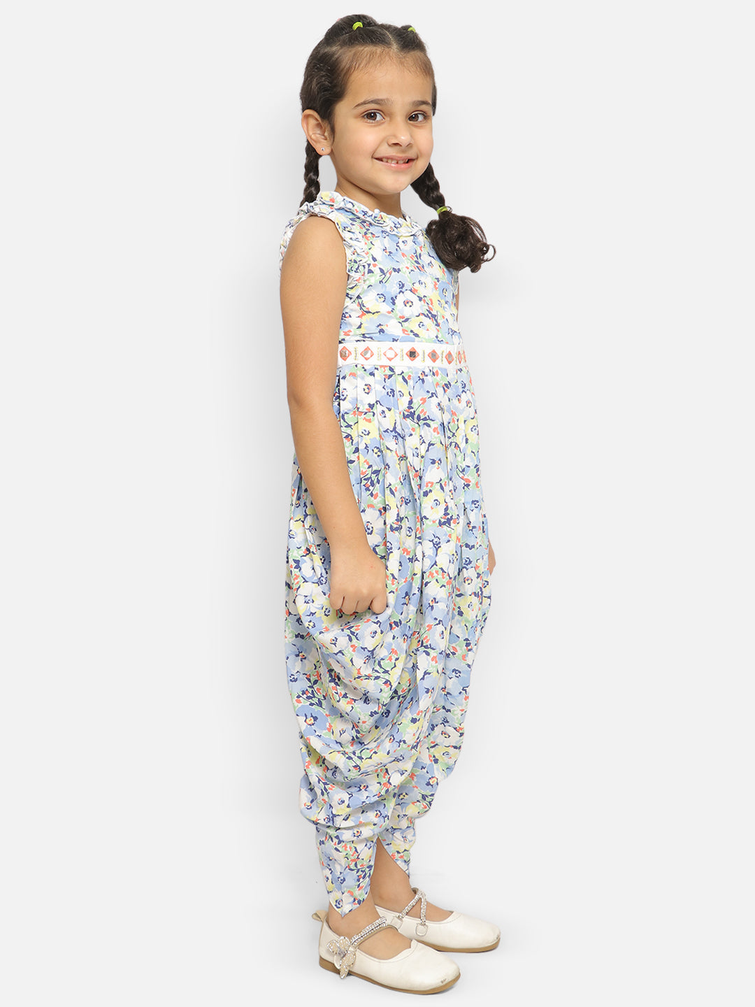 Nautinati Girls Printed Dhoti Basic Jumpsuit