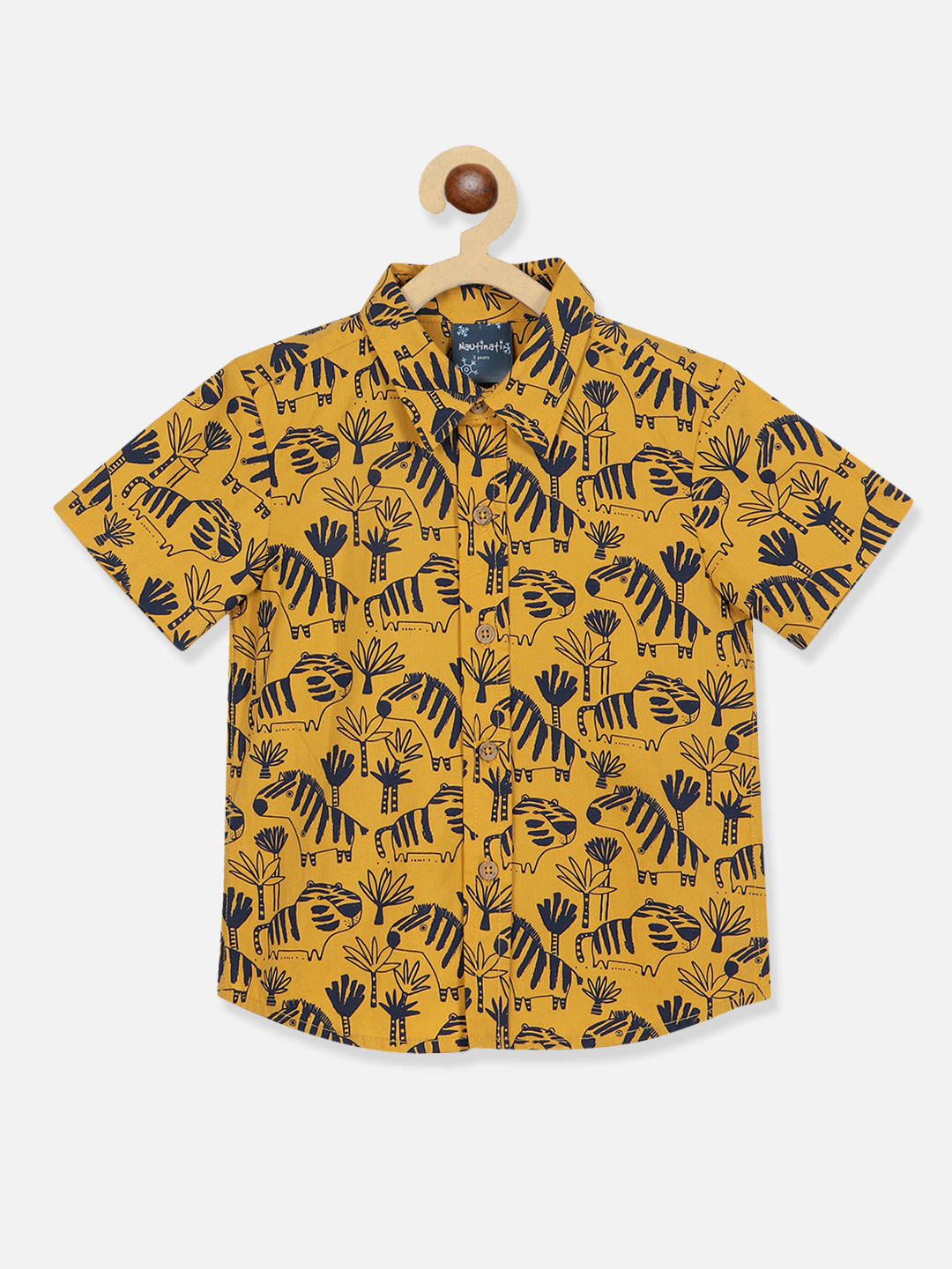 Nautinati Boys Printed Pure Cotton Shirt With Shorts