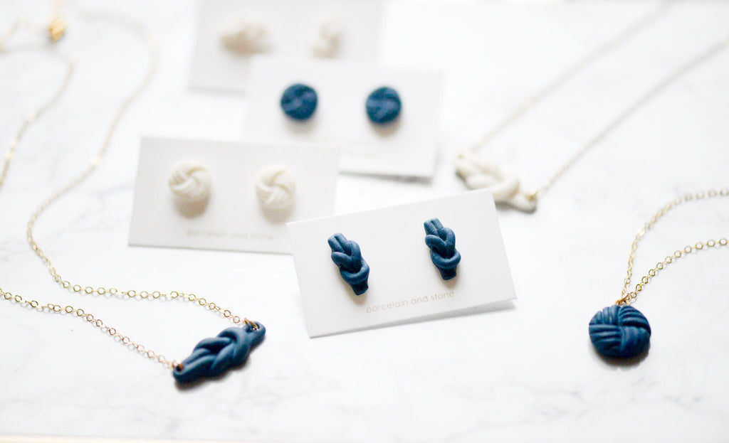 Porcelain sailing rope collection - porcelain jewelry - porcelain and stone
