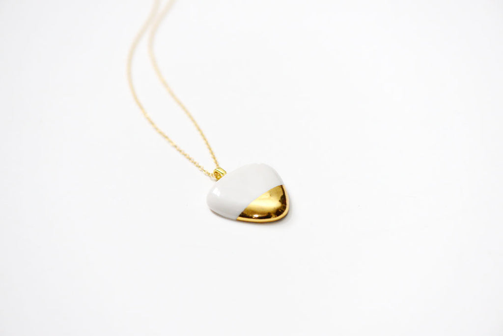 porcelain and stone jewelry, gold necklace, made in boston