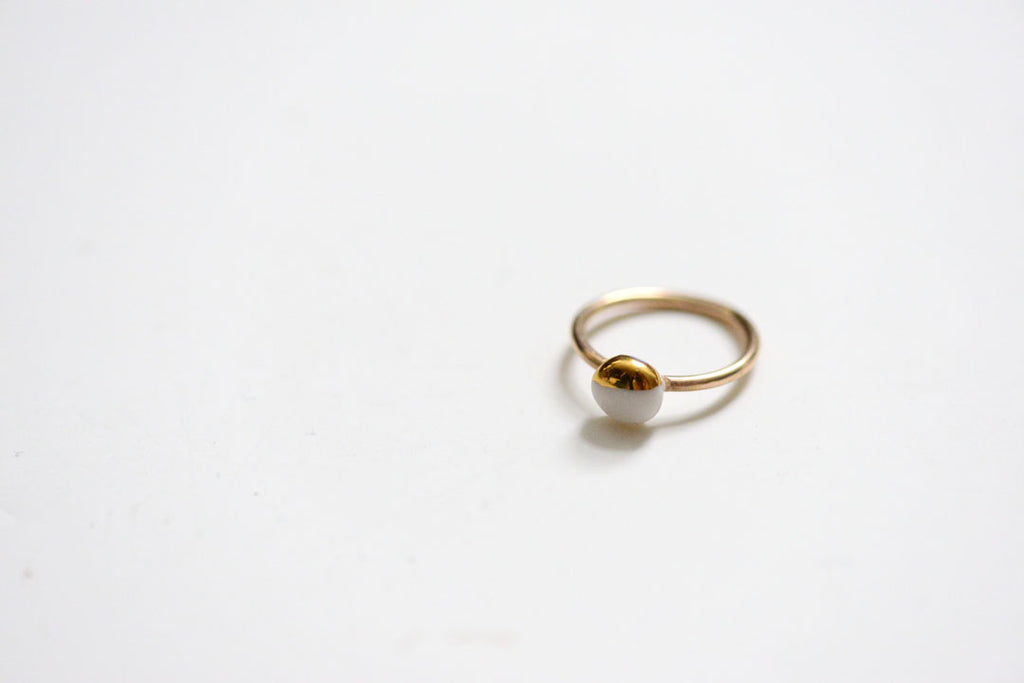 porcelain and gold engagement ring by porcelain and stone