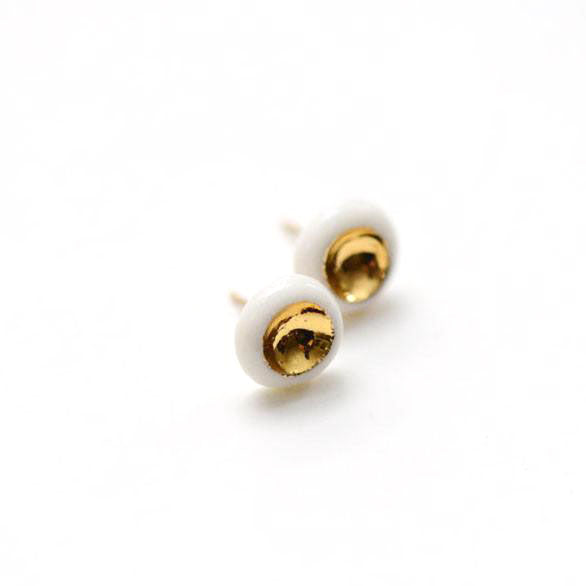 white porcelain barnacle stud earrings