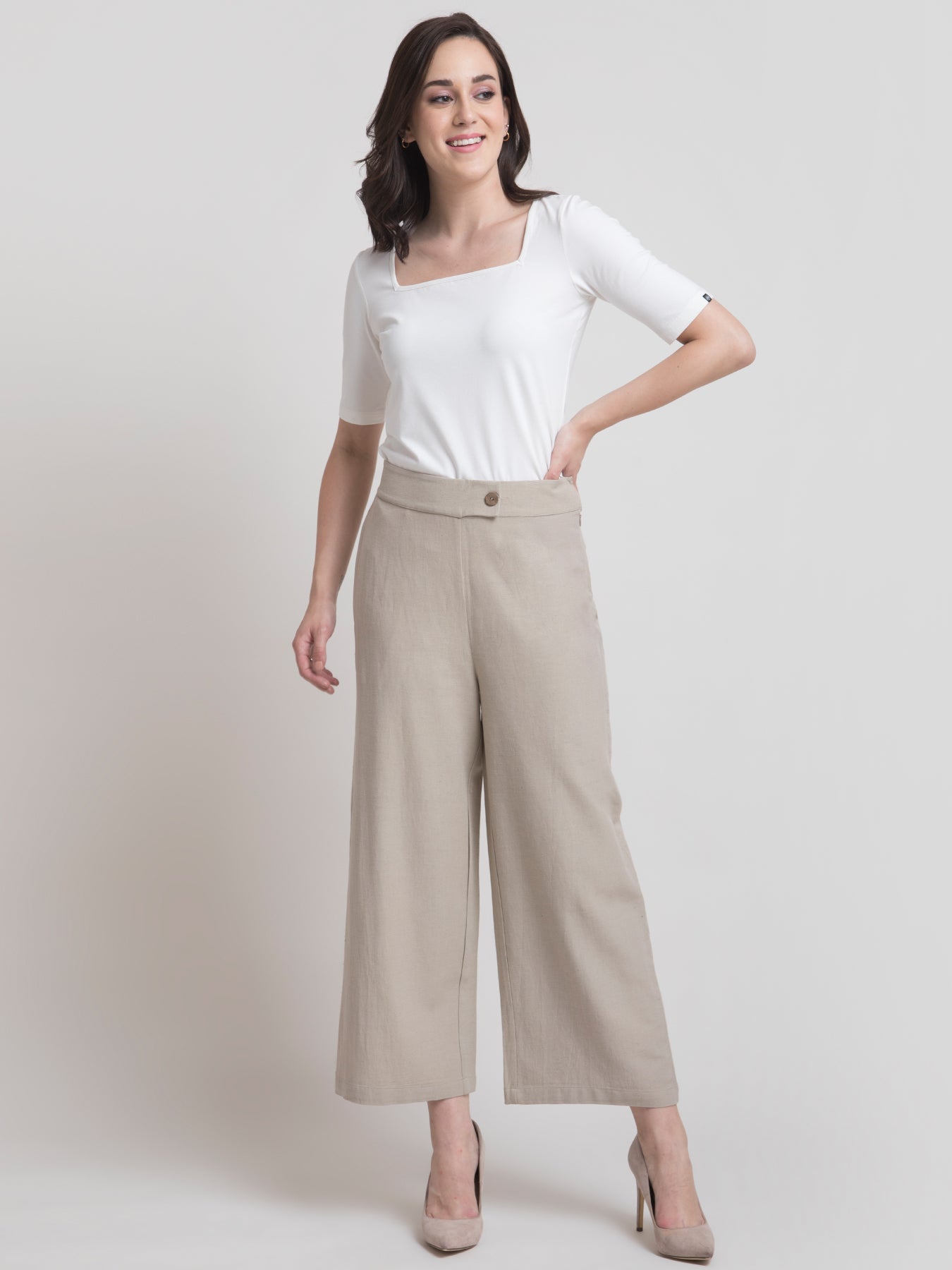 Duplicatie Manier Een effectief Buy Beige Linen Textured Culotte Online | FableStreet