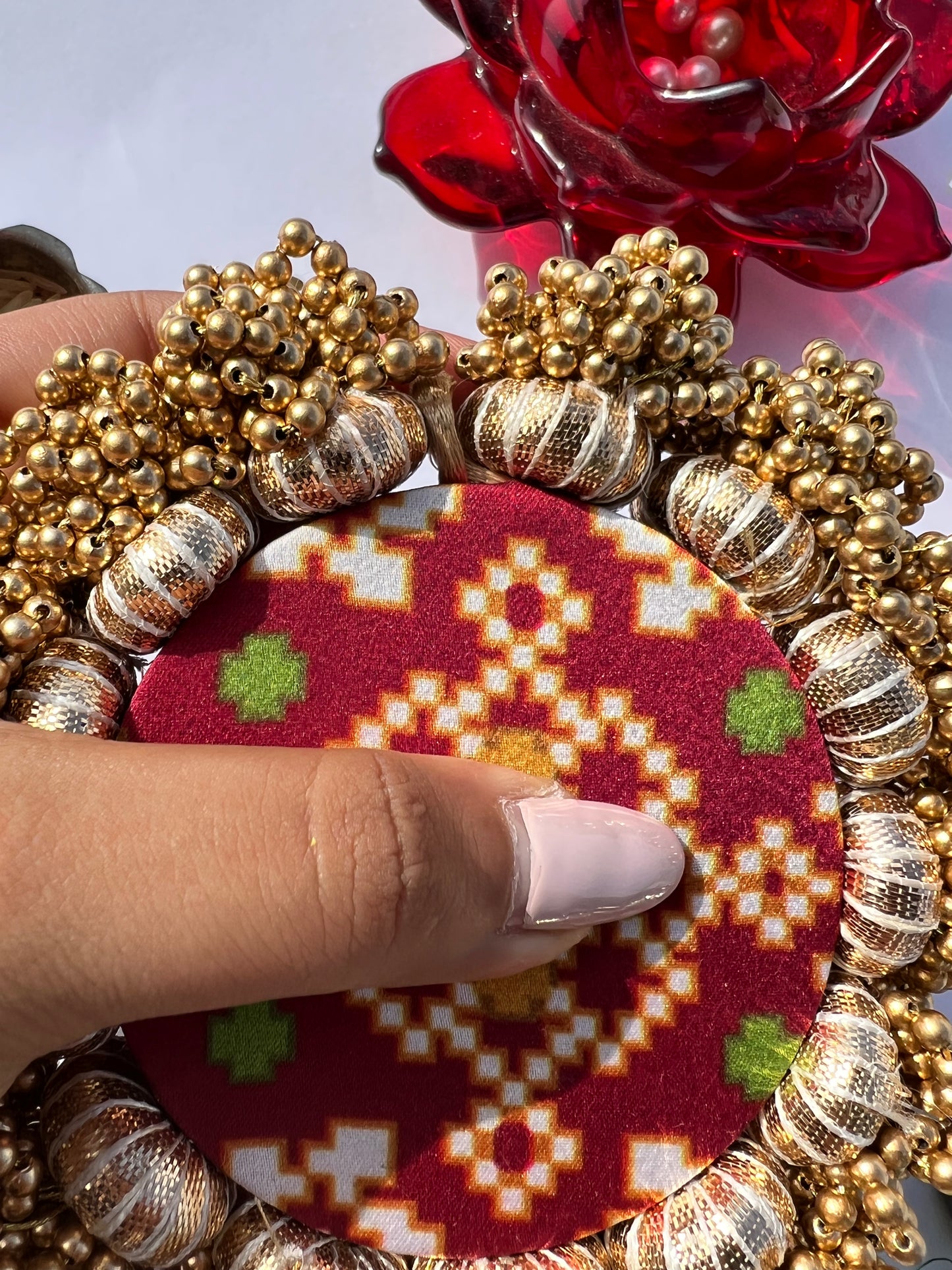 Maroon Navratna Patola & OG Inflorescence Divine Pichwai Mini Pallet