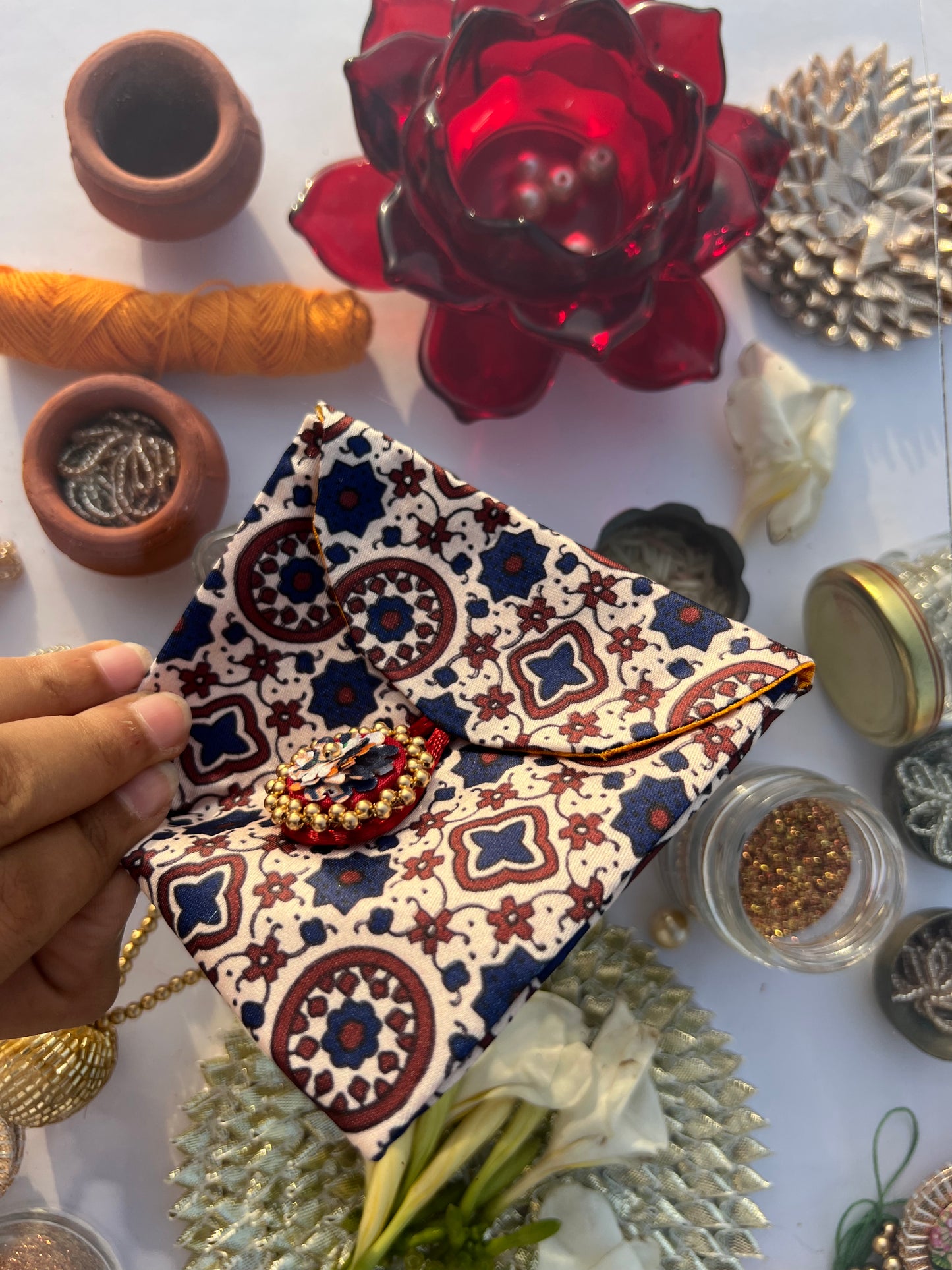 ADD ON: Royal Jaal Intense Ajrakh Mini Pouch