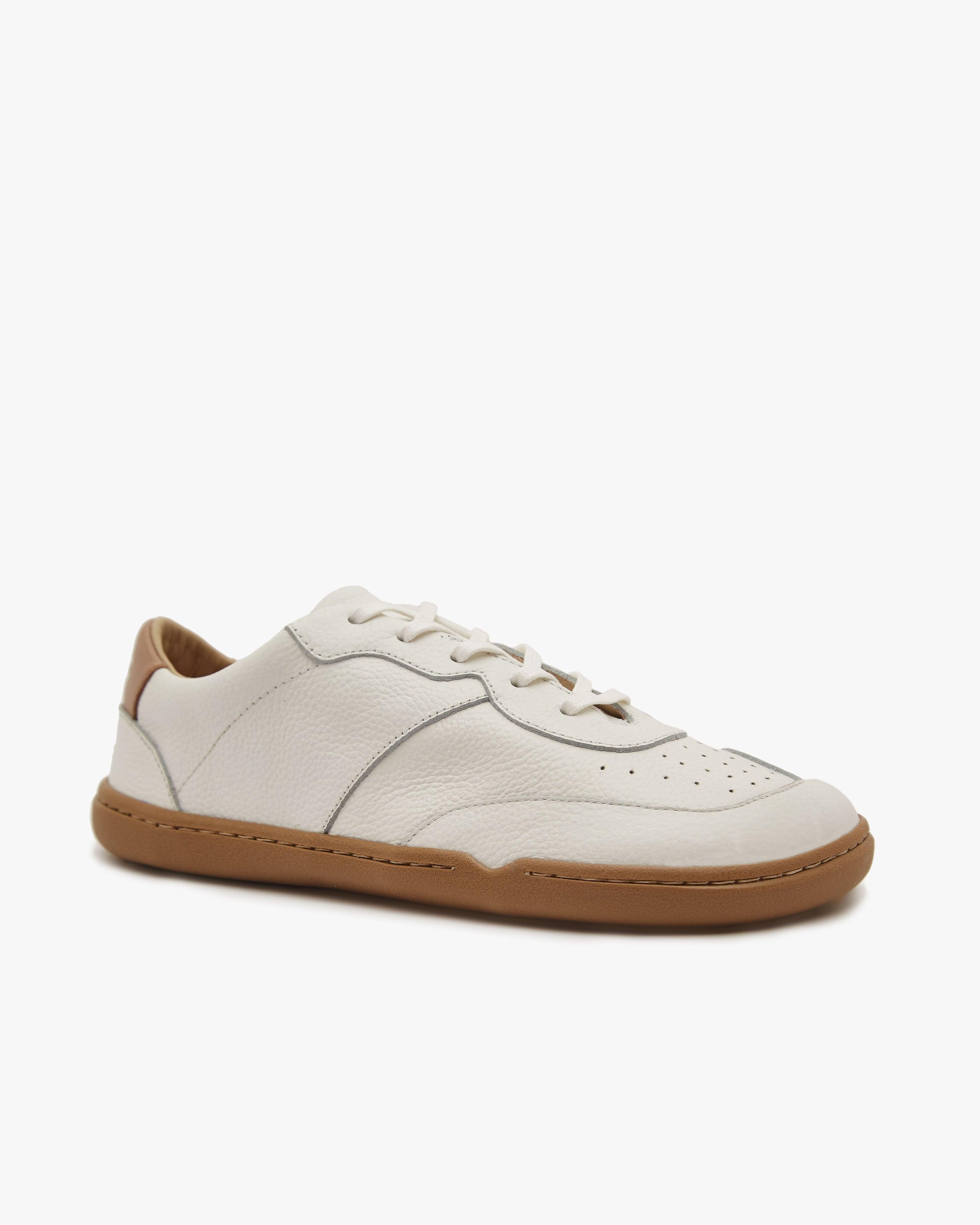 Barefoot Shoes - Women Natural Leather - White Retro Sneakers – Origo Shoes