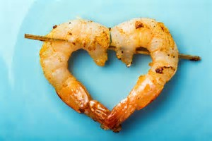 heart shaped prawn grilled Valentine's Day Homemade dinner