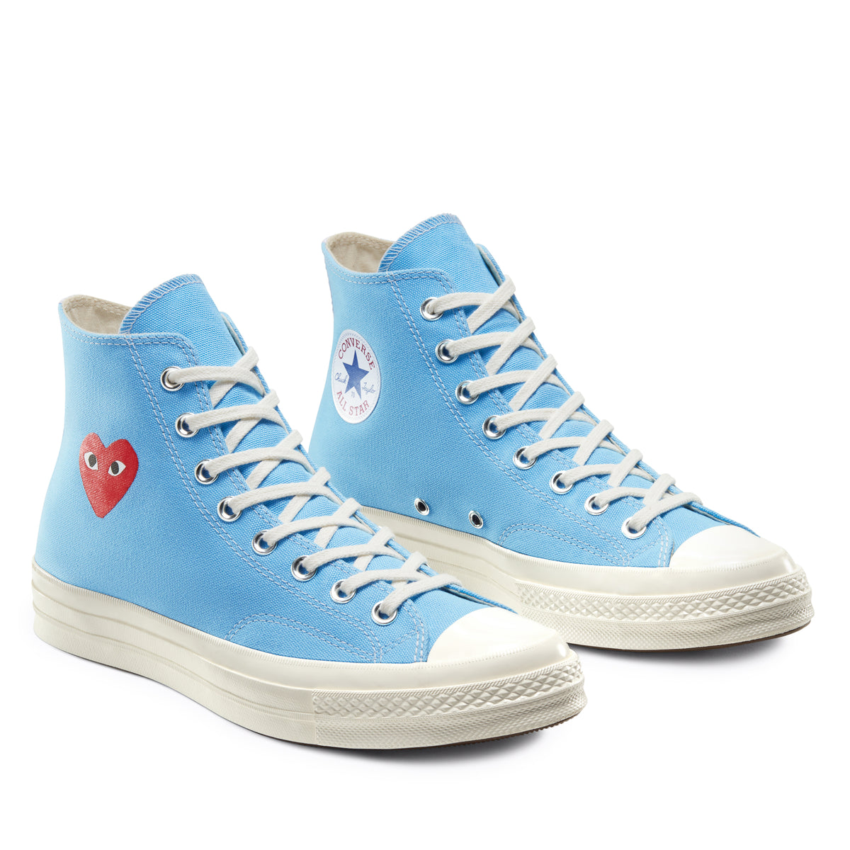 cdg converse blue heart