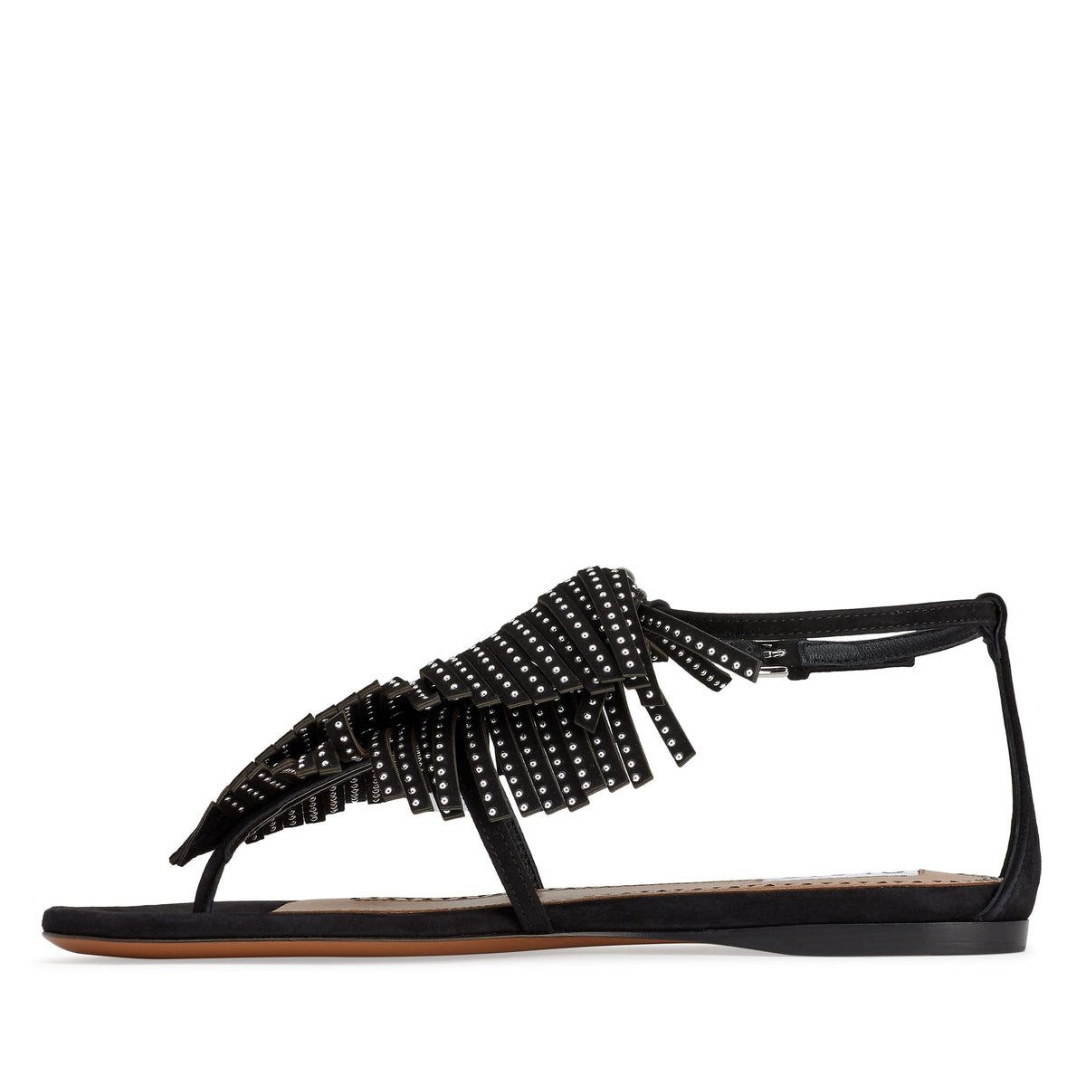 ALAÏA Suede Feather Flat Sandals (Black) | Dover Street Market E-Shop