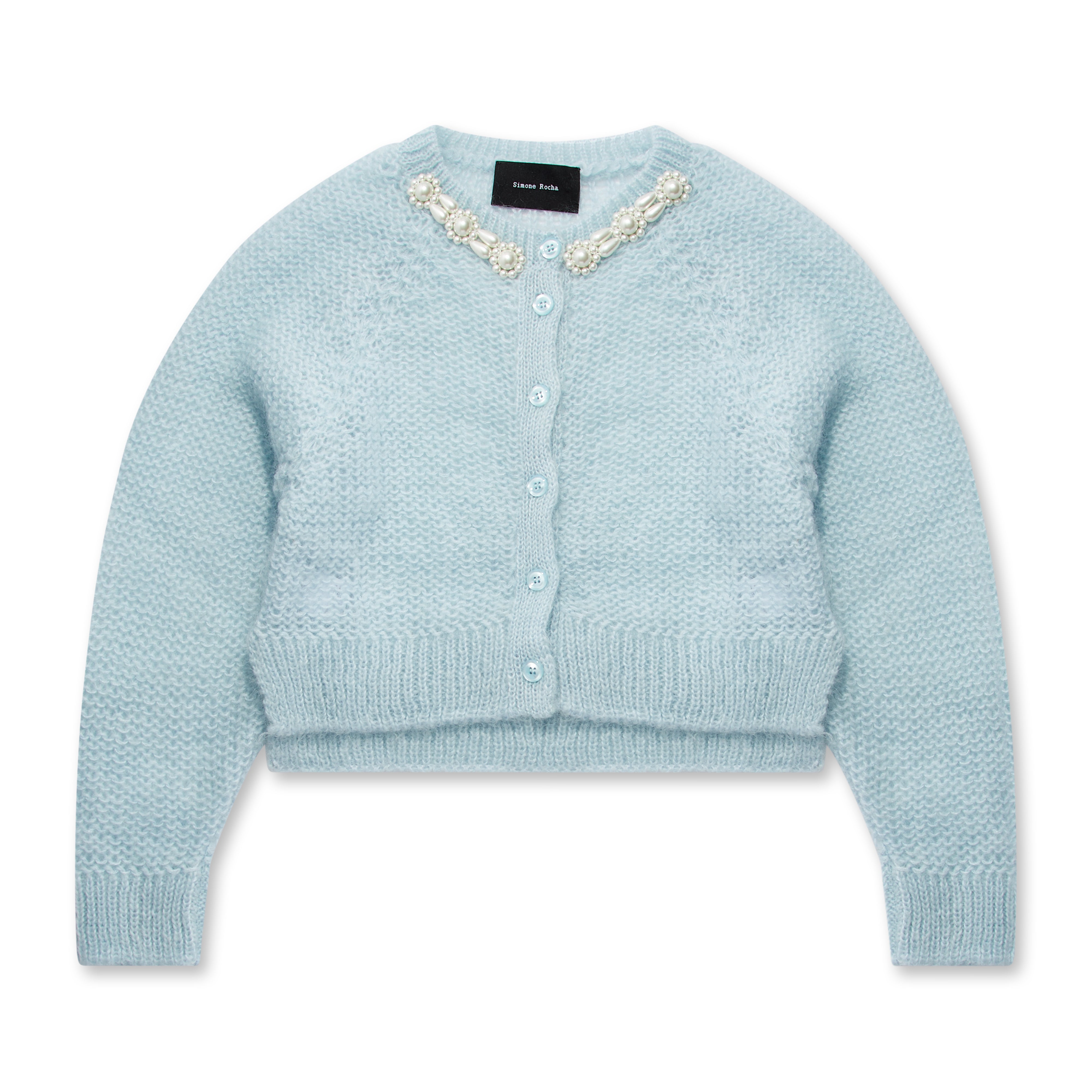 Simone Rocha - Women’s Fitted Cropped Cardigan - (Baby Blue)