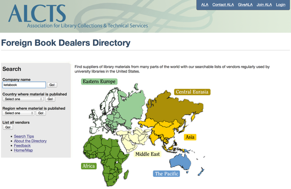 Ketabook in the ALA foreign dealers directory