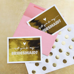 Bridal Party Question Cards "Will You Be My...?" Gold Foil (set of 4, envelopes included)
