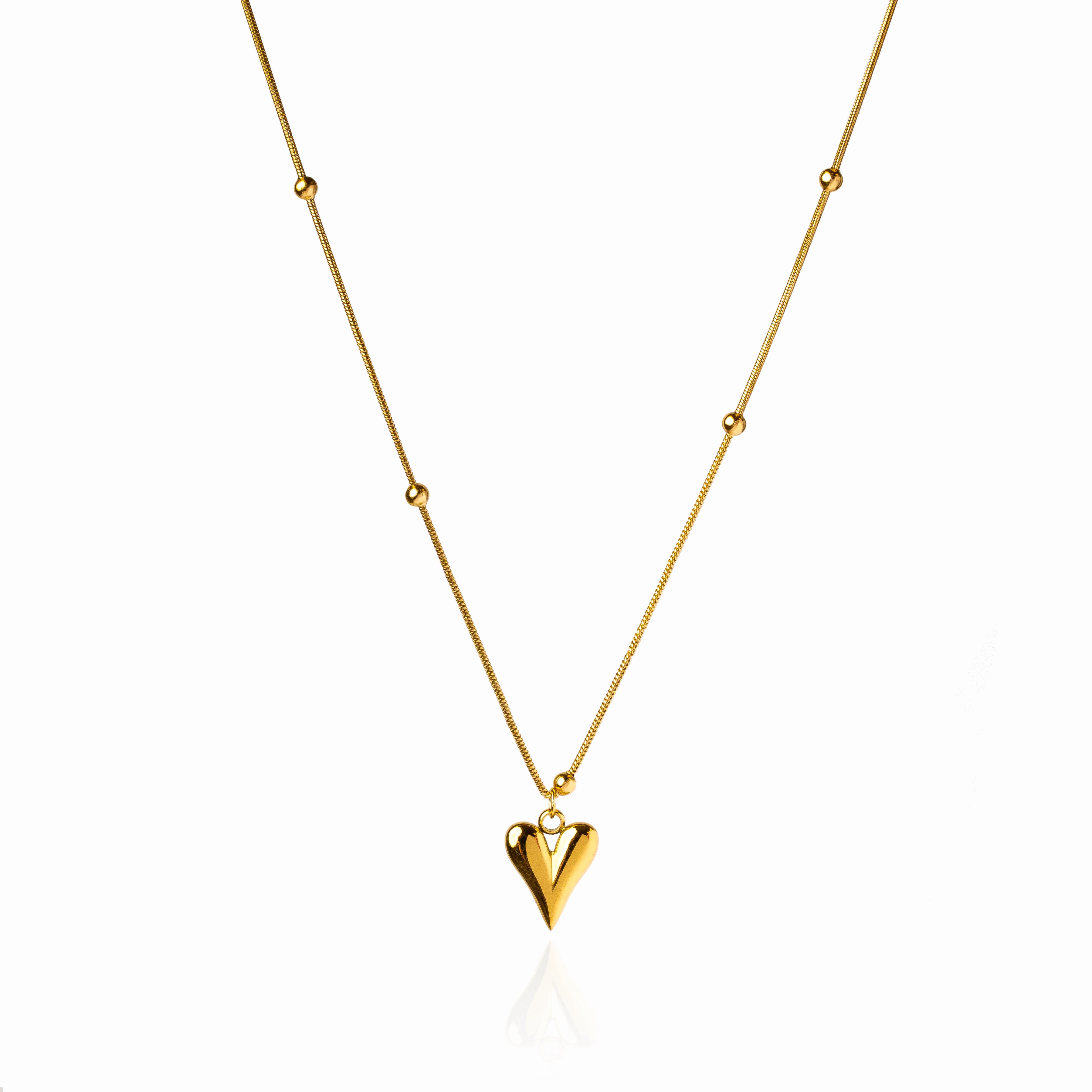 Amor Rounded Snake Chain Necklace - Gold
