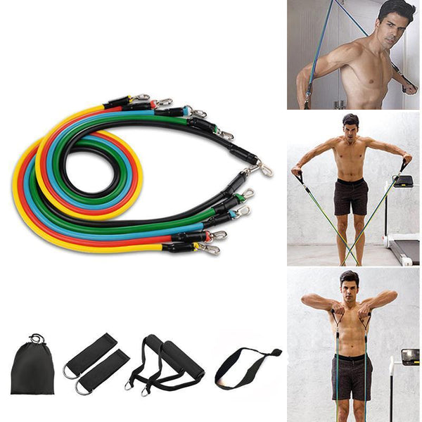 + 11pcs Resistance Trainer Set Exercise Fitness Tube Gym Workout Strength Bands 