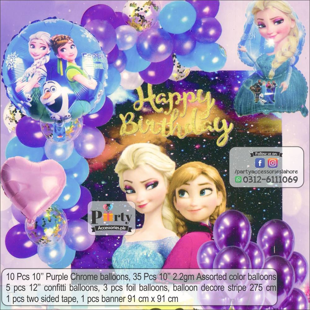 Frozen Elsa birthday theme party decorations set garland backdrop kit –  