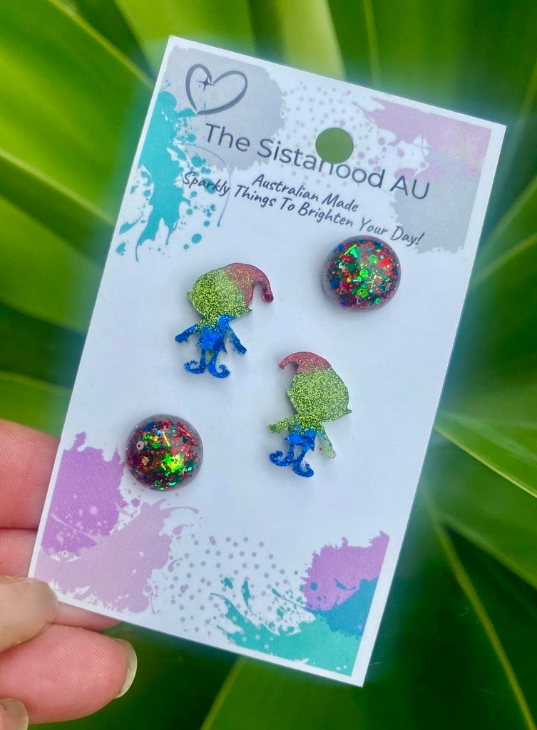 Christmas Earrings | Santas Little Helper & Domed Studs