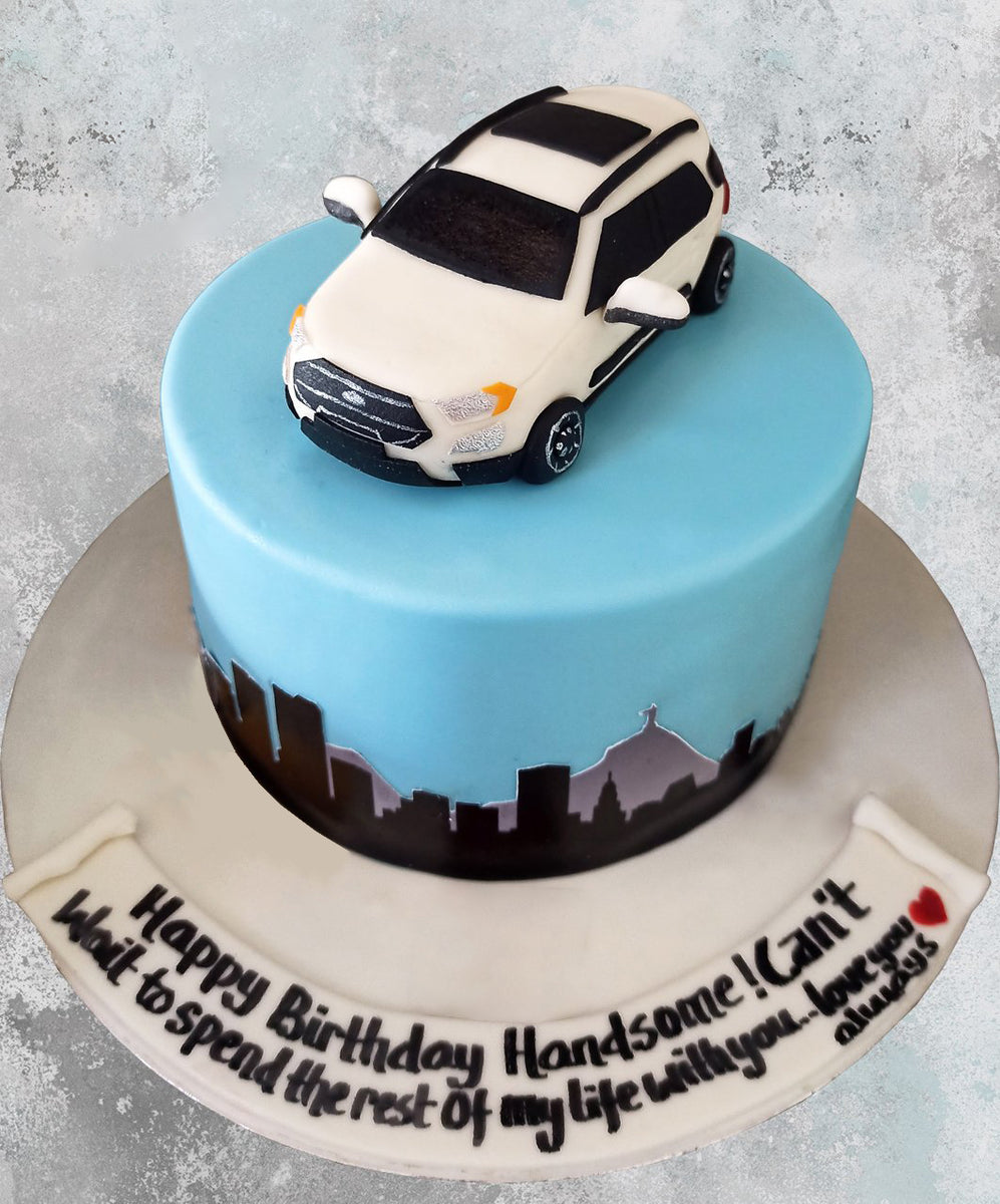 Ford EcoSport White Car Theme Cake