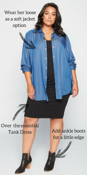 wear loose over a plus size tank dress as a soft jacket option 