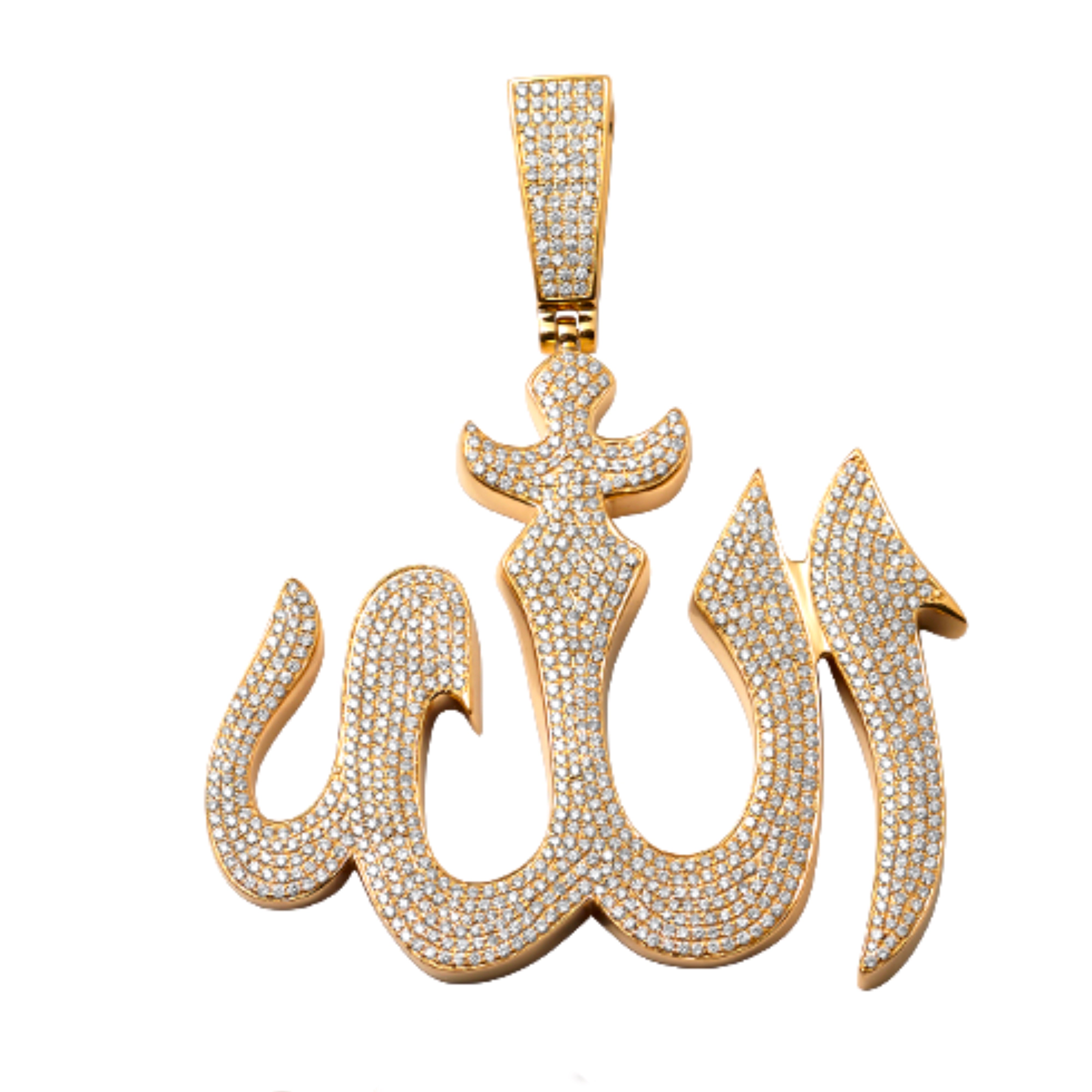 gold diamond allah pendant